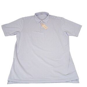 Peter Millar White/Purple  Striped Summer Comfort Mens Polo‎ Shirt XXL MS24EK56S